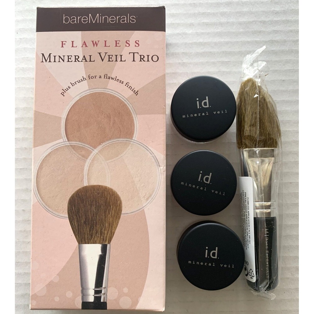 Bare Escentuals Mineral Veil Trio .02 + Application Brush NOS Box Tinted